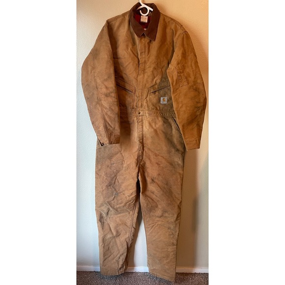Vtg Carhartt Mens Coveralls Work Utility Overalls Insulated 48Tall USA MADE - Picture 1 of 14